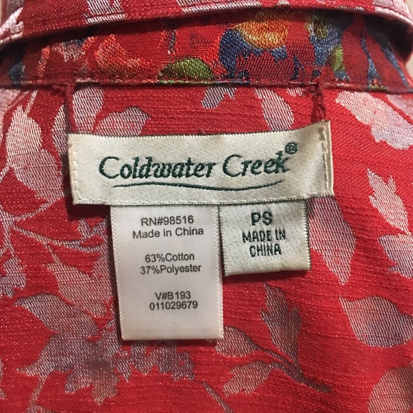 Coldwater creek women’s red floral reversible 2 in 1 button down jacket … - Picture 5 of 6